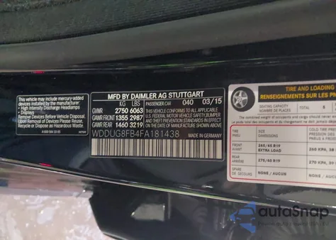 2015 Mercedes-Benz S 550 4Matic z USA, uszkodzony, nr VIN WDDUG8FB4FA181438